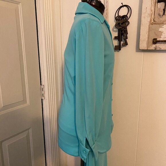 Vintage Kitty 60"s 70"s Turquoise 3 Piece Paint/Leisure Suit Size 10 - Picture 12 of 16